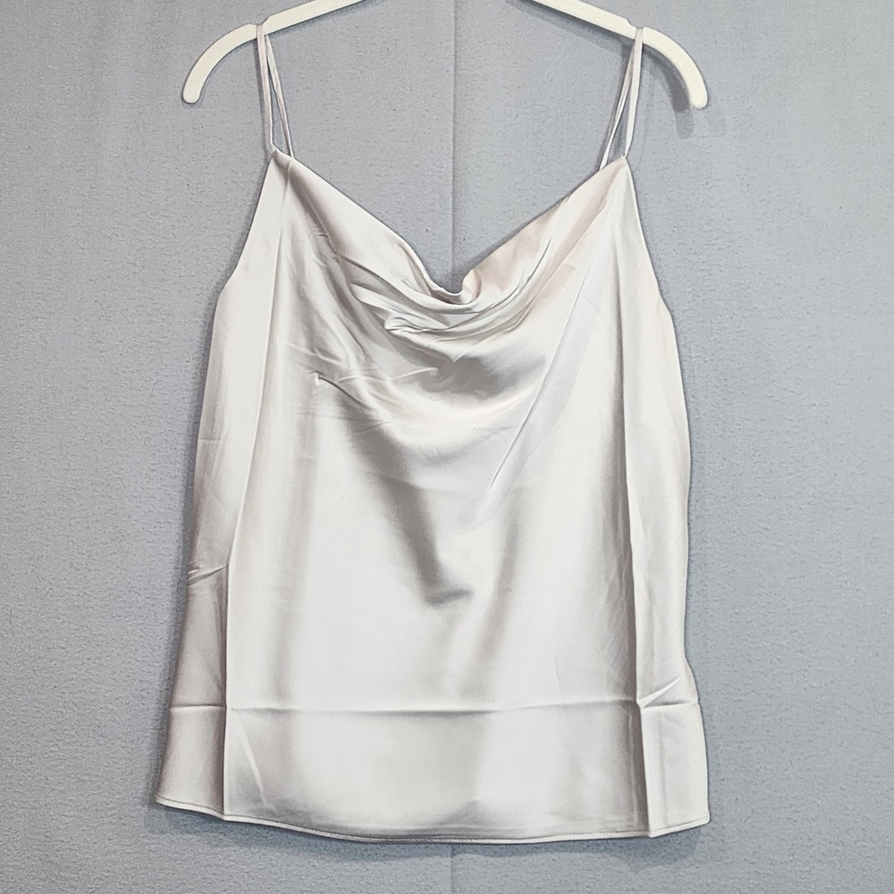 The Drop Christy Cami Silver Cloud Satin Cowl Neck Adjustable Straps Women S NEW